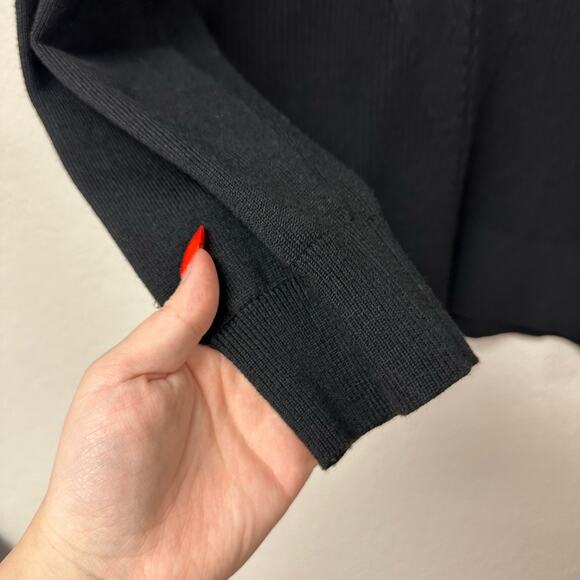 SST and C V- Neck Rib Knit Long Sleeve  Wool Blend Sweater Black XS - Picture 4 of 7